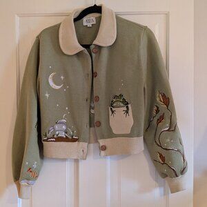 Knock Thrice Little Brother (Over the Garden Wall) Embroidered Cardigan Cropped